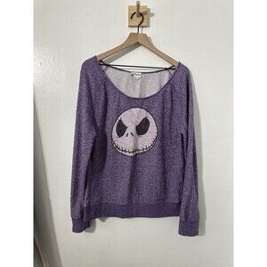Disney Parks Nightmare Before Christmas Purple Jack Skellington Wide Neck Top XL
